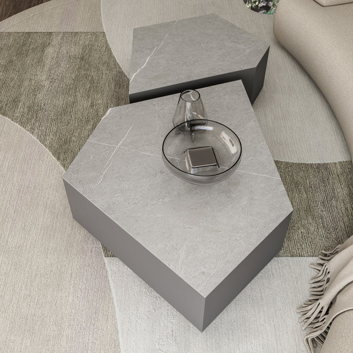 【ローテーブル】異形 デザイン性 イタリア風 天板グレー ローテーブルセット140*80*32 100日間返品交換保証制度