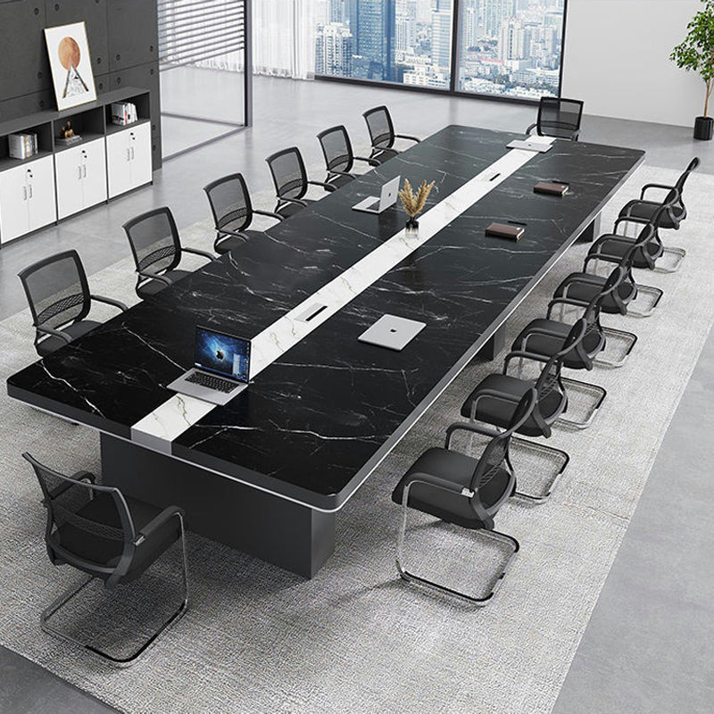 会議用テーブル　おしゃれ　高品質(テーブル、椅子X14、ブラックセット) ※100日間返品交換保証
