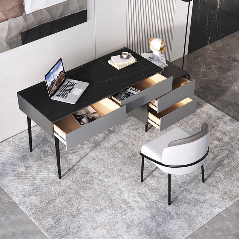 【ワークデスク】テーブル 高級感 選べる2色 天板色ブラック テーブル+収納ボックス+椅子
