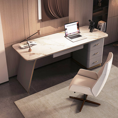 【デスク】テーブル 優雅なデザイン モダン ライトグレー テーブル+収納ボックス+チェア