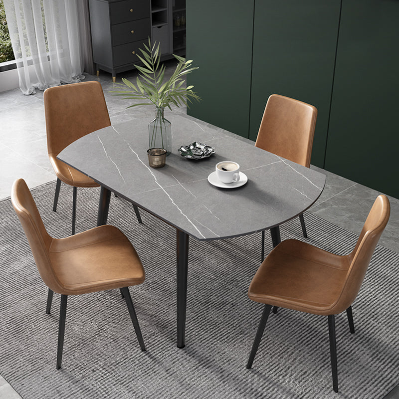 【ダイニングテーブル】北欧  伸縮式 選べる4色 グレー テーブル+椅子(オレンジ)*4