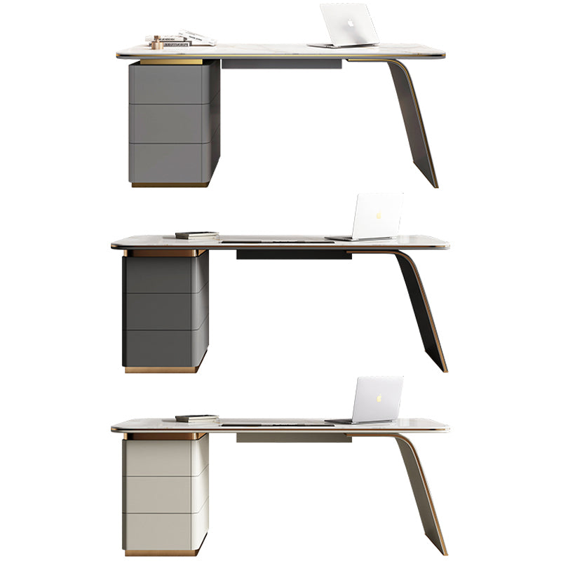 【デスク】テーブル 優雅なデザイン モダン ワークデスクの全体画像 テーブル+収納ボックス