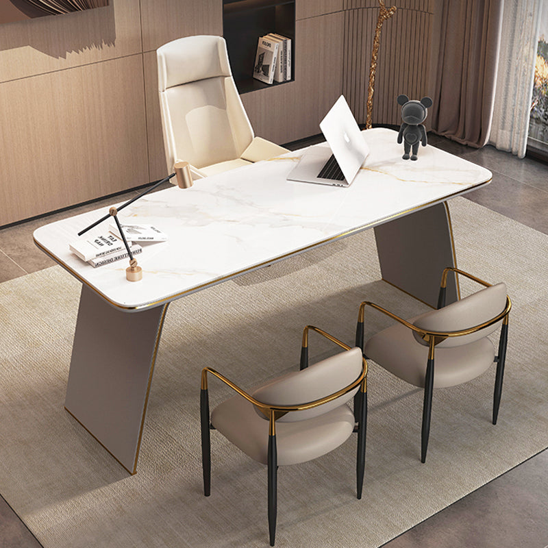 【デスク】テーブル 優雅なデザイン モダン ライトグレー テーブル+チェア