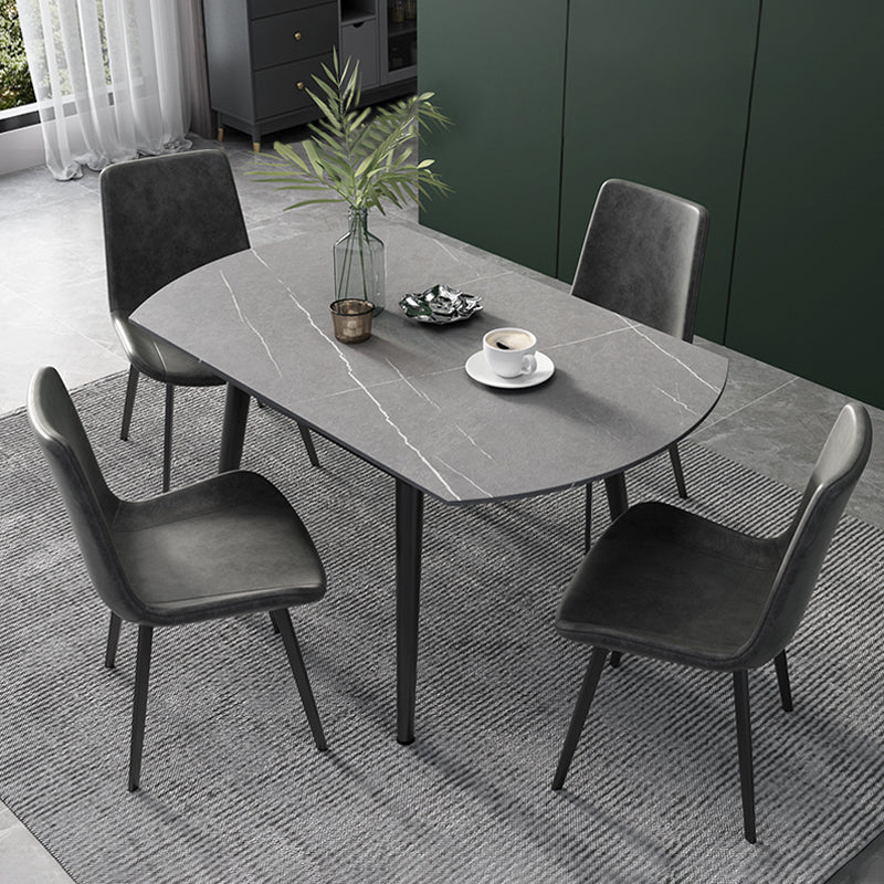 【ダイニングテーブル】北欧 伸縮式 選べる4色 グレー テーブル+椅子(ブラック)*4