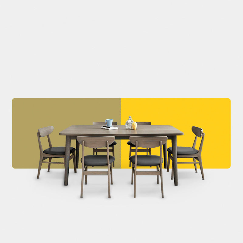 【ダイニングテーブル】モダン 天然木 選べる3サイズ ダイニングテーブルセットの全体画像 ベージュ テーブル+チェア*6