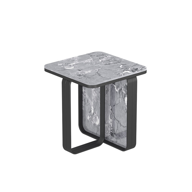 【サイドテーブル】四角型高級感マーブル模様 選べる4色 サイドテーブルの全体画像 天板色黒マーブル模様 金属色ブラック 安心の100日間返品交換保証