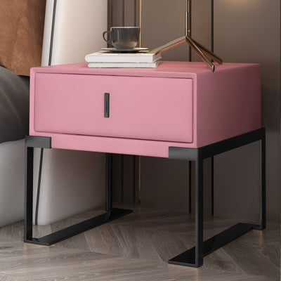 【ナイトテーブル】ベッドサイドテーブル デザイン性 選べる12色 ピンク 脚色ブラック 52*40*48 安心の100日間返品交換保証