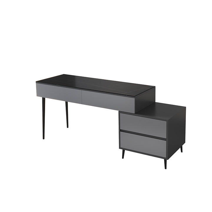【ワークデスク】テーブル 高級感 選べる2色 ワークデスクの全体画像 天板色ブラック ボディ色グレー テーブル+収納ボックス