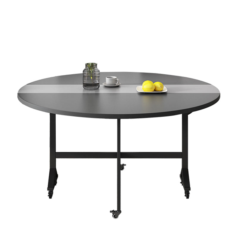 【ダイニングテーブル】シンプル 円型 伸長式 ダイニングテーブルセットの全体画像 ライトグレー＋グレー テーブルのみ 120*120*76