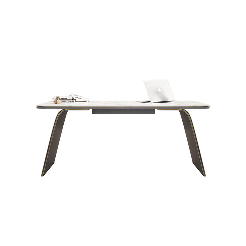 【デスク】テーブル 優雅なデザイン モダン ワークデスクの全体画像 ライトグレー テーブル