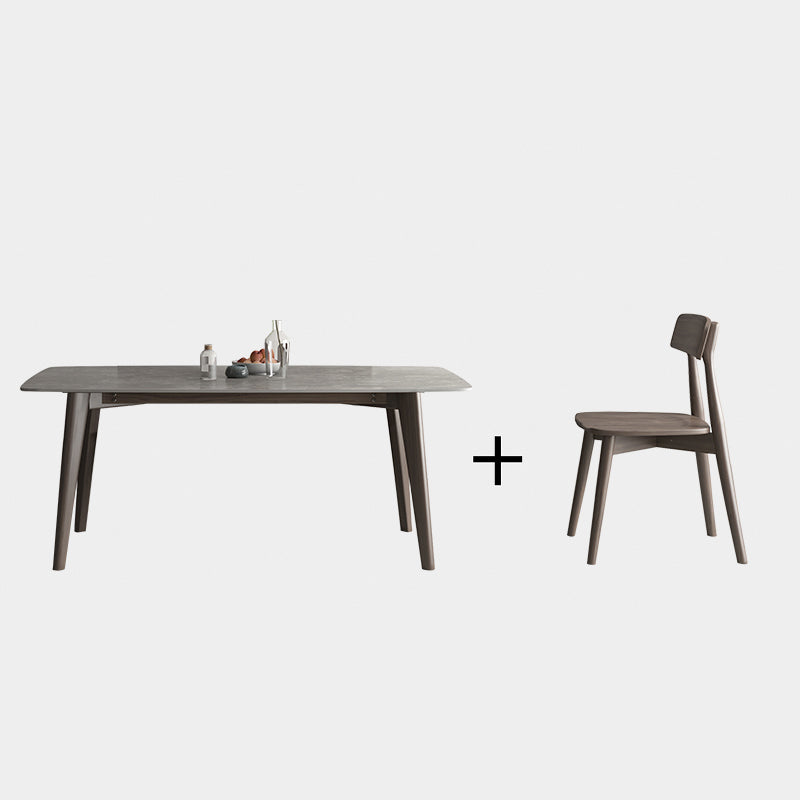 【ダイニングテーブル】北欧風 マーブル柄 選べる7サイズ ダイニングテーブルセットの全体画像 ライトグレー テーブル＋椅子
