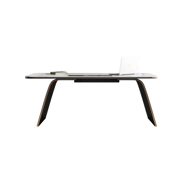 【デスク】テーブル 優雅なデザイン モダン ワークデスクの全体画像 ダークグレー テーブル