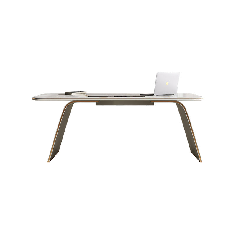 【デスク】テーブル 優雅なデザイン モダン ワークデスクの全体画像 オフホワイト テーブル