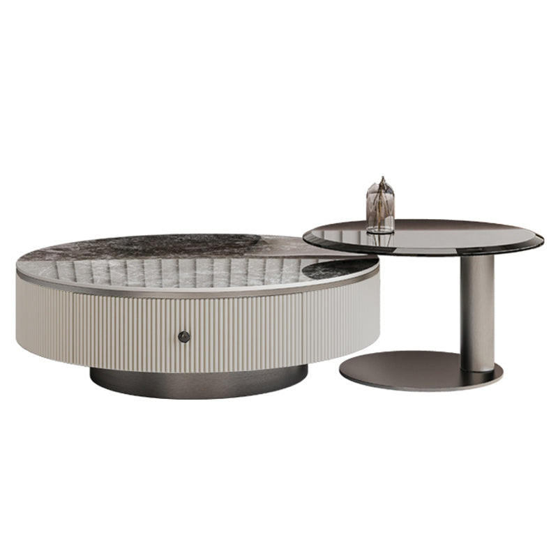 【ローテーブル】高級感 マーブル柄 イタリア風 ローテーブルの全体画像 グレー 100日間返品交換保証制度