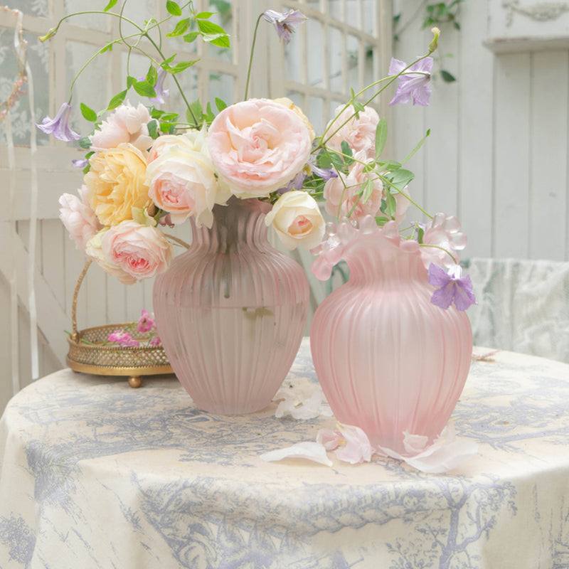 インテリア花器セット 花器+ 白の薔薇の造花15本 - インテリア雑貨