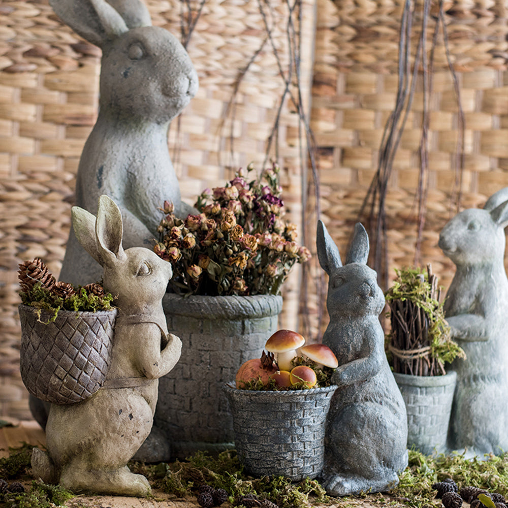 【花瓶】可愛い ウサギ 花器 ビンテージ フラワーベース 装飾品 置物 レトロ アメリカ風 庭 ベテラン