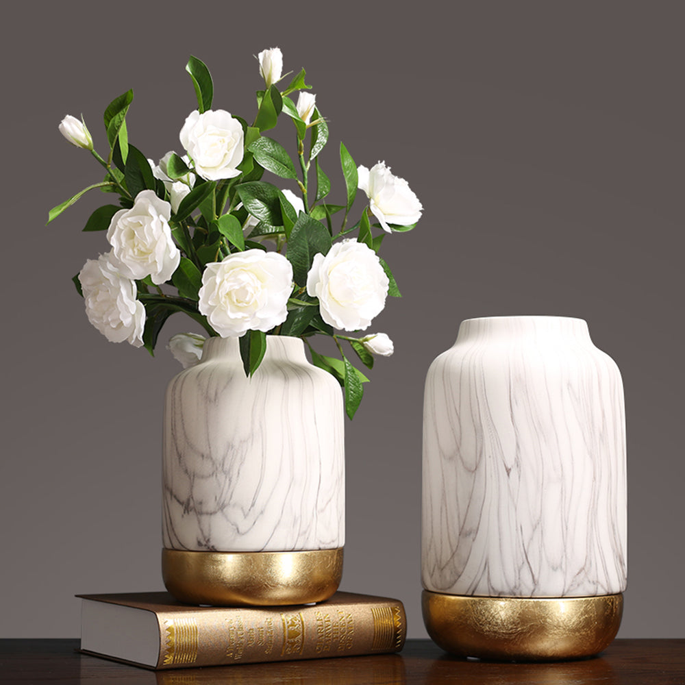 陶器製花瓶 ホワイトとゴールド INDOORPLUS公式｜花瓶 ホワイト シンプル モダン – Indoorplus