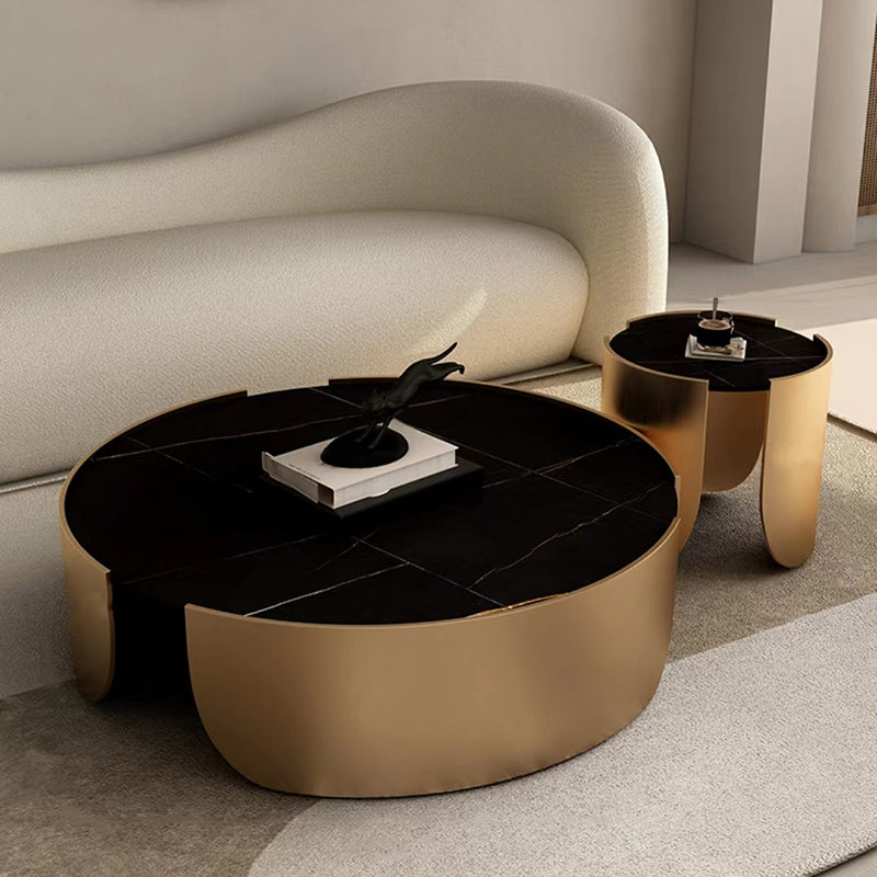 【ローテーブル】北欧 モダン カスタム可能 選べる4色 脚色ゴールド 直径90ローテーブル+直径50サイドテーブル 100日間返品交換保証制度
