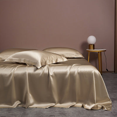【16匁】100% 天然シルク 高級感溢れ 純色 ヨーロッパ風 華奢 ゴールデン ベッド用品 布団カバー 単品からセットまで