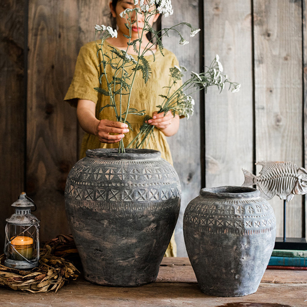 花瓶】アフリカ風 花瓶 シンプル 質感 ビンテージ 花器 フラワーベース