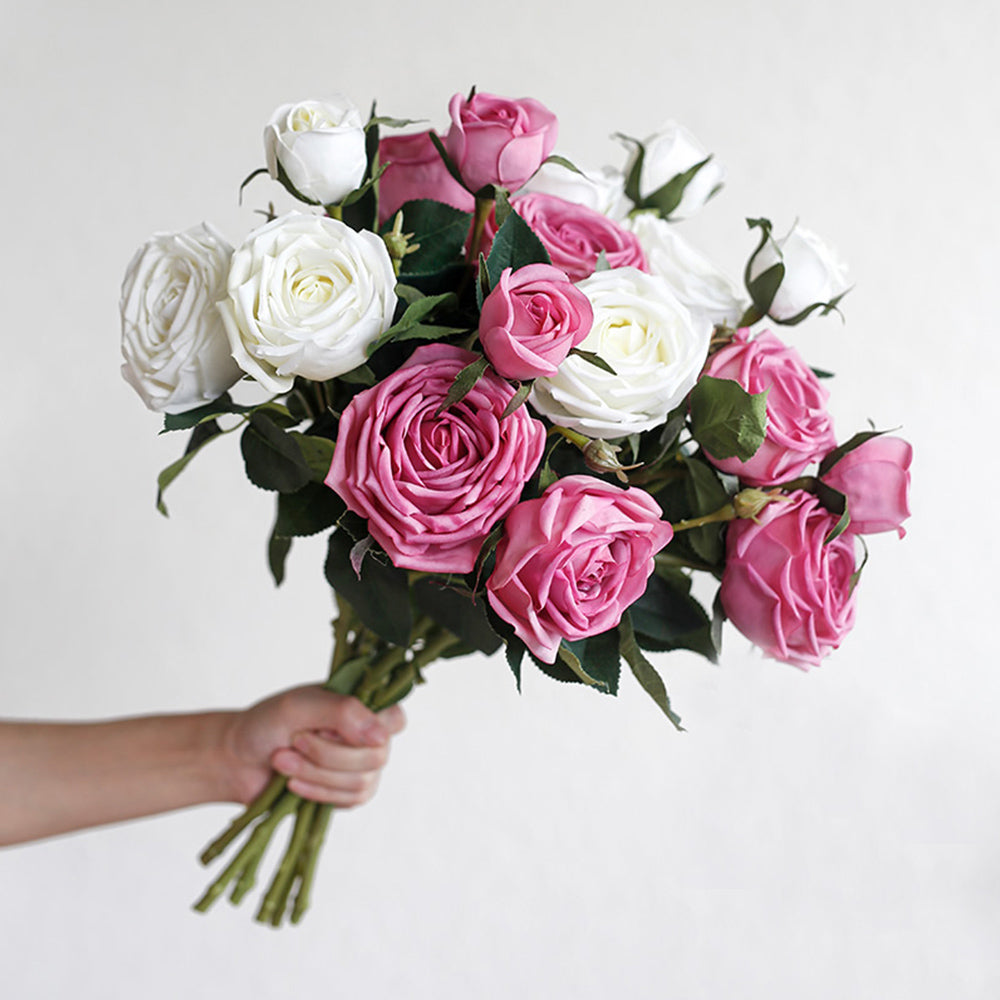 【造花】ローズ 白い  潤い  優雅 バラ ピンク