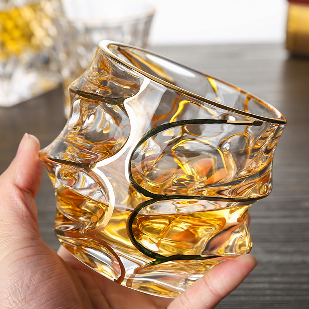 ウィスキーグラス ヨーロッパ風 ゴールドライン クリスタルグラス