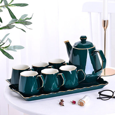 北欧 コップセット お茶 家庭用  高級 リビング 陶磁器 シンプル ティーポット ティーカップ 水飲み トレイ
