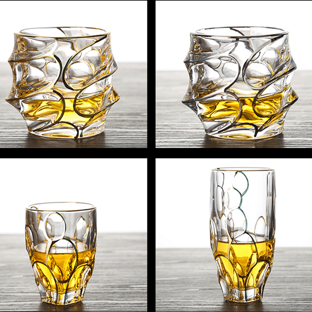 ウィスキーグラス ヨーロッパ風 ゴールドライン クリスタルグラス 