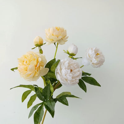 芍薬 造花 高品質 質感  長い枝 ボタン 白い 赤い色 リアル 立体感