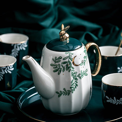 お茶カップセット 緑 セラミック ウォーターセット 北欧 クリエイティブ 部屋 トレイ エレガント アフタヌーンティーセット