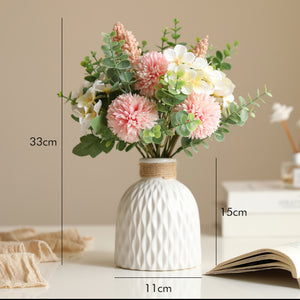 カラー: ピンク花束+白色陶磁器のボトル