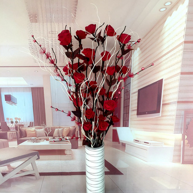 赤白 ローズ 花束 造花 リビングルーム 置物 大サイズ 装飾 室内