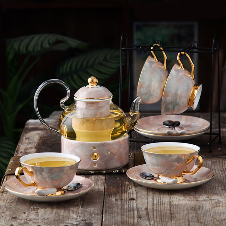 花茶 ティーセット 家庭用 ヨーロッパ風 ティーポット セラミック 高温 耐光 高級 英国 全セット